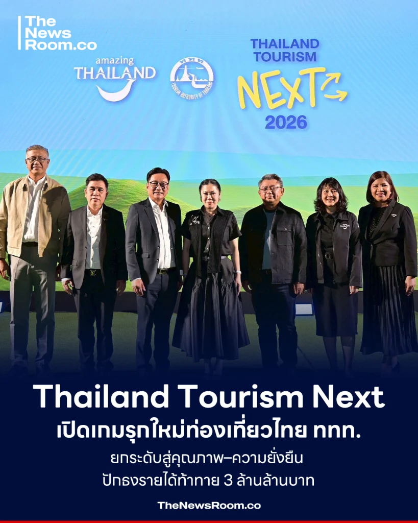 Thailand Tourism Next เปิดเกมรุกใหม่ท่องเที่ยวไทย ททท. ยกระดับสู่คุณภาพ–ความยั่งยืน ปักธงรายได้ท้าทาย 3 ล้านล้านบาท