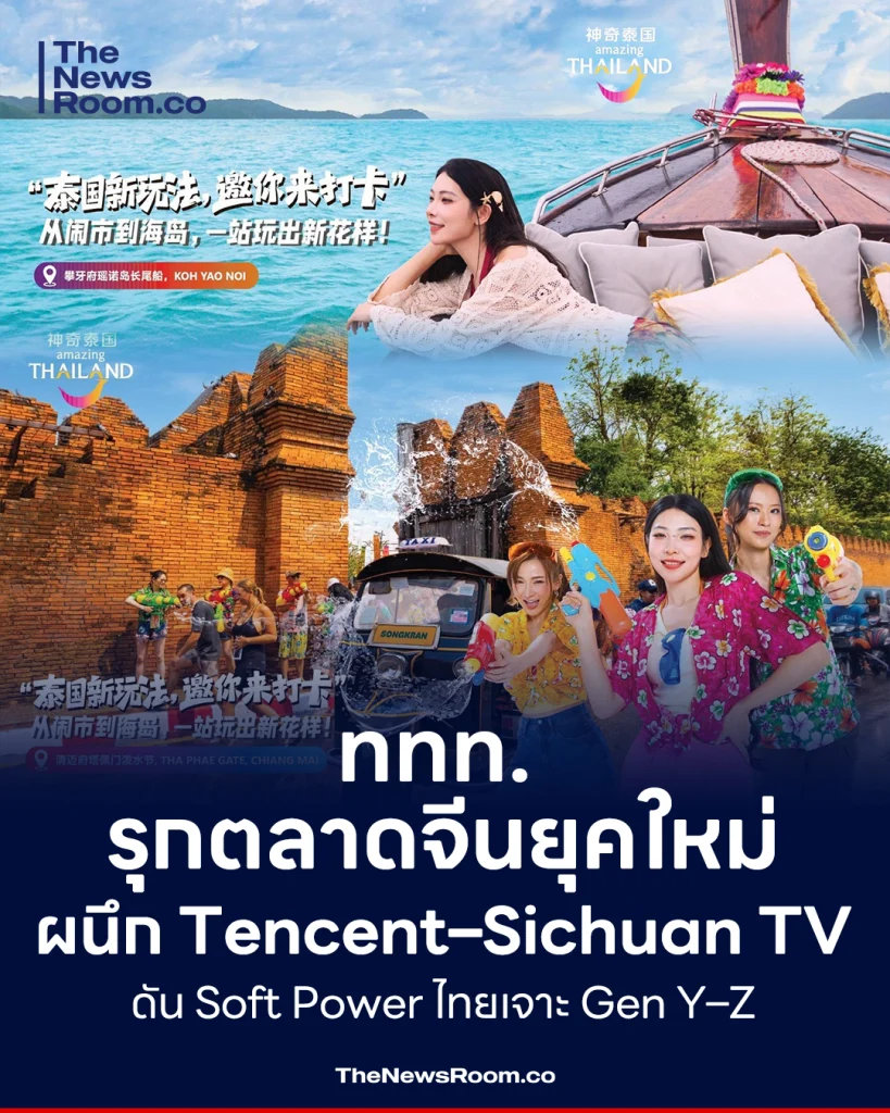 ททท. รุกตลาดจีนยุคใหม่ ผนึก Tencent–Sichuan TV ดัน Soft Power ไทยเจาะ Gen Y–Z