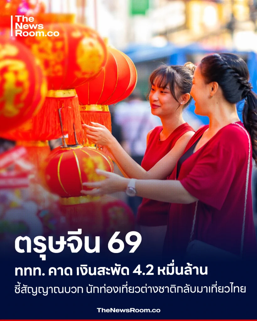 ตรุษจีน 69 ททท. คาด เงินสะพัด 4.2 หมื่นล้าน ชี้สัญญาณบวก นักท่องเที่ยวต่างชาติกลับมาเที่ยวไทย