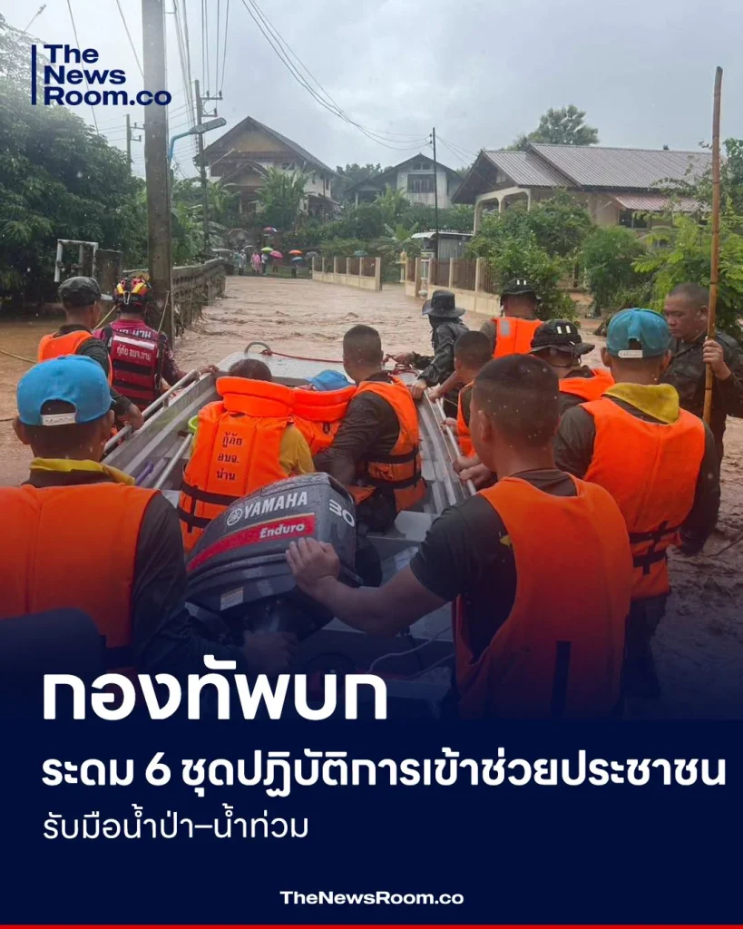 กองทัพบกระดม 6 ชุดปฏิบัติการเข้าช่วยประชาชนรับมือน้ำป่า–น้ำท่วม