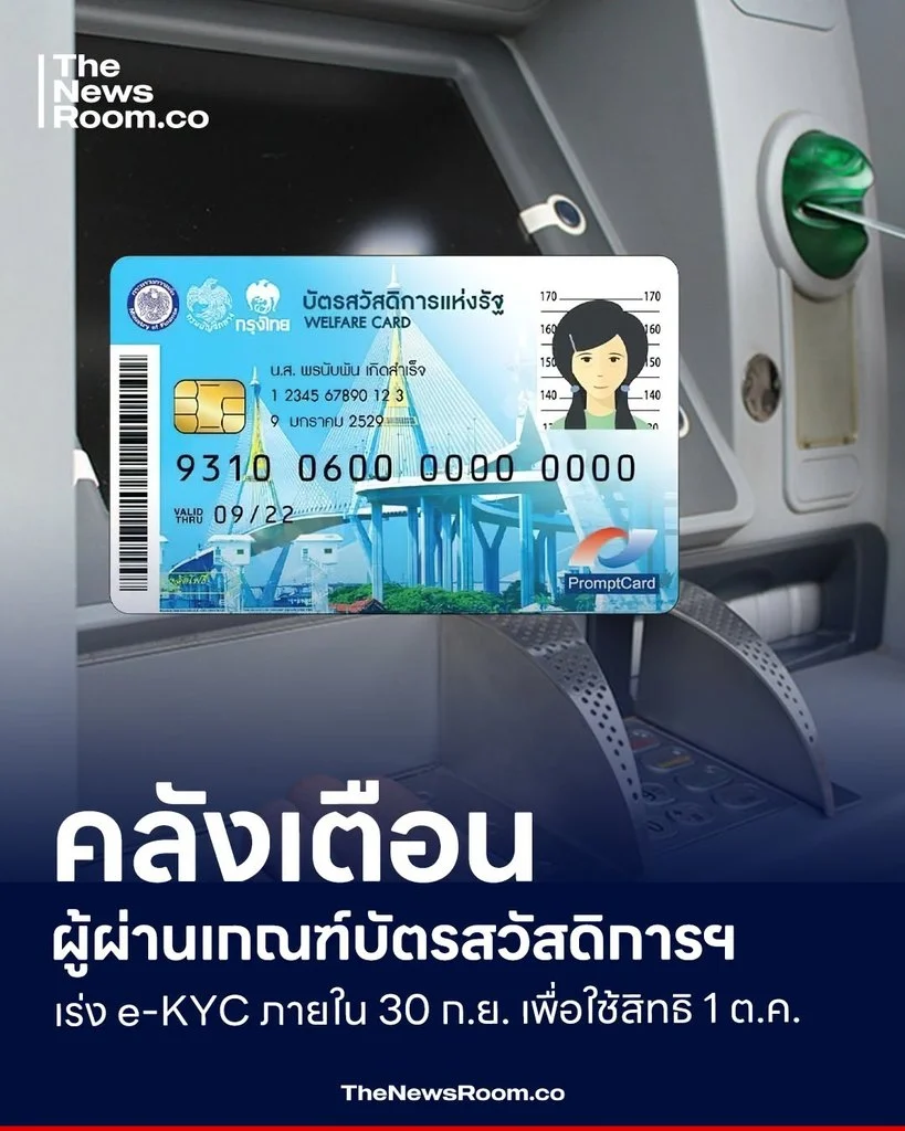 คลังเตือนผู้ผ่านเกณฑ์บัตรสวัสดิการฯ เร่ง e-KYC ภายใน 30 ก.ย. เพื่อใช้สิทธิ 1 ต.ค.