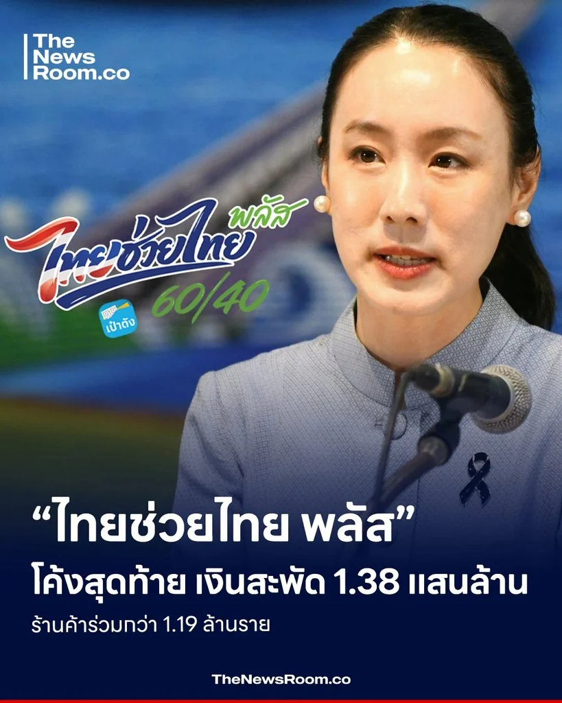 “ไทยช่วยไทย พลัส” โค้งสุดท้าย เงินสะพัด 1.38 แสนล้าน ร้านค้าร่วมกว่า 1.19 ล้านราย
