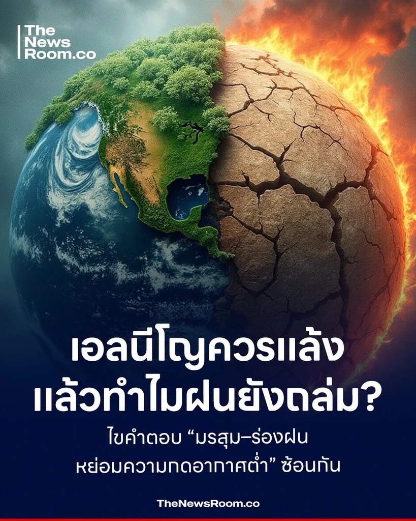 เอลนีโญควรแล้ง แล้วทำไมฝนยังถล่ม? ไขคำตอบ “มรสุม–ร่องฝน–หย่อมความกดอากาศต่ำ” ซ้อนกัน