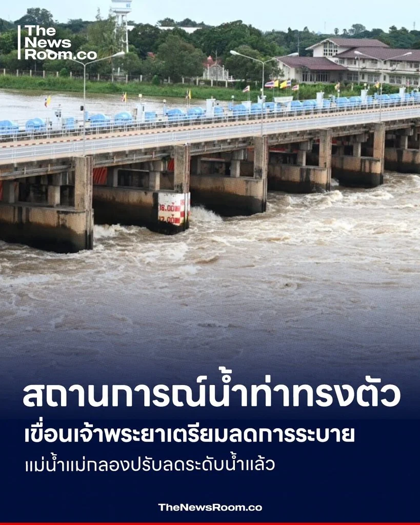สถานการณ์น้ำท่าทรงตัว เขื่อนเจ้าพระยาเตรียมลดการระบาย แม่น้ำแม่กลองปรับลดระดับน้ำแล้ว